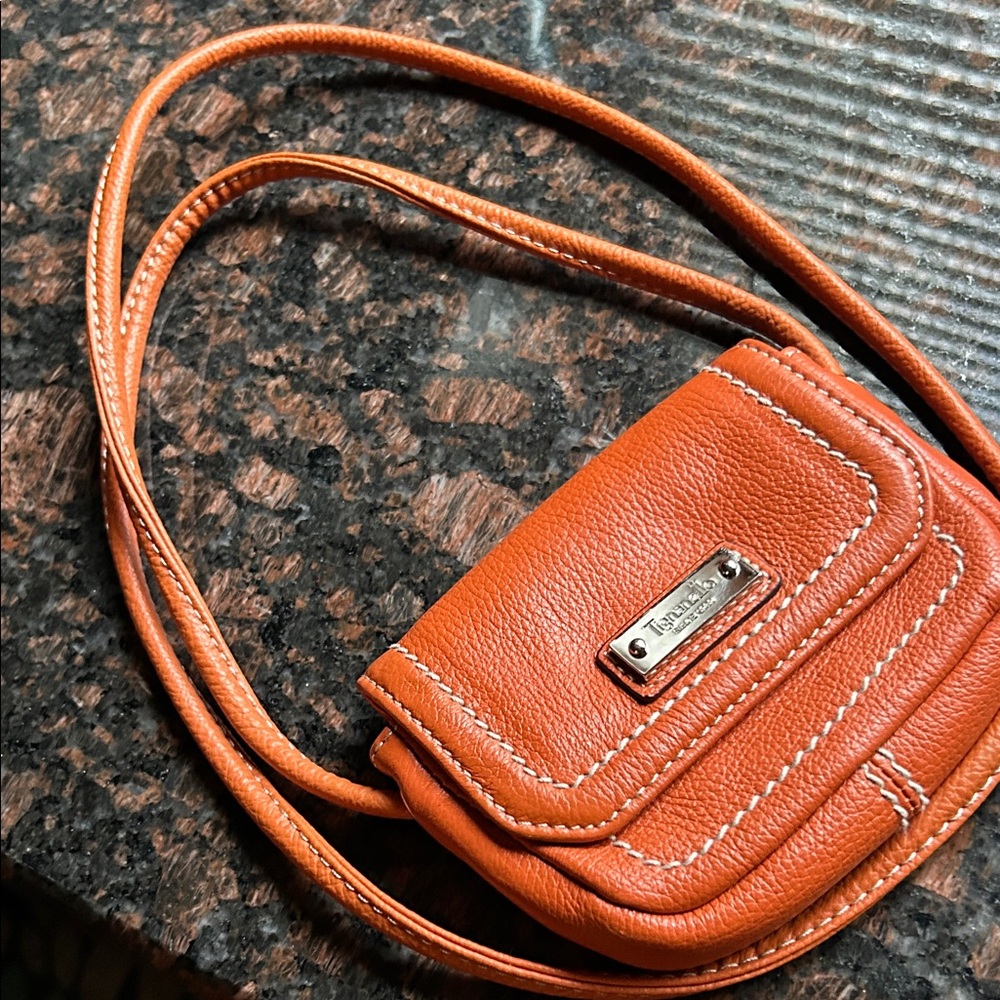 Tignanello Vibrant Orange pebbled leather Mini Bag